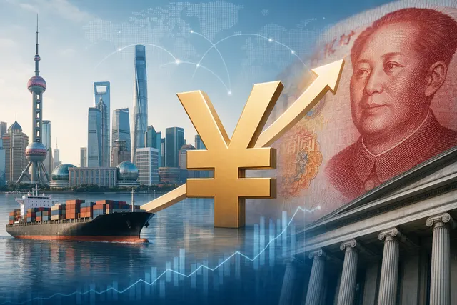 Illustration of the Chinese yuan rising against the U.S. dollar amid global bank forecasts