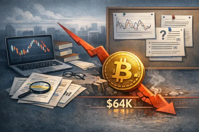 Bitcoin price chart showing rejection at $67,000 resistance and slide toward $64,000