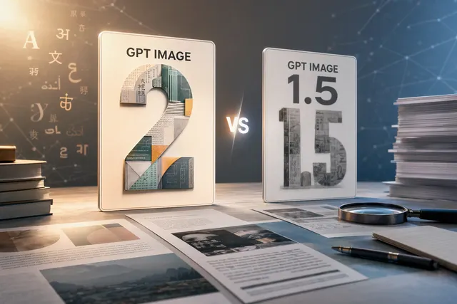 Side-by-side editorial illustration comparing readable text rendering in GPT Image 2 and GPT Image 1.5