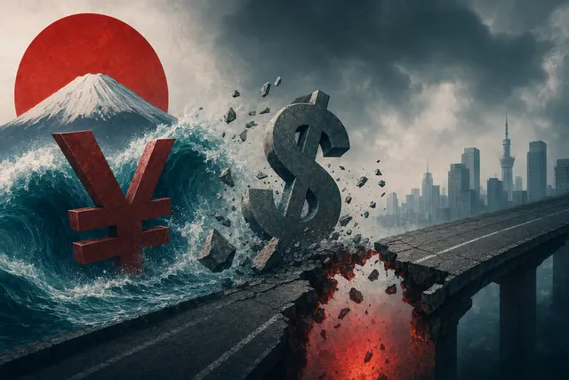 Illustration of USD/JPY market volatility and a strengthening Japanese yen