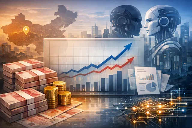 Editorial illustration of DeepSeek’s revenue growth, API margins and continuing losses