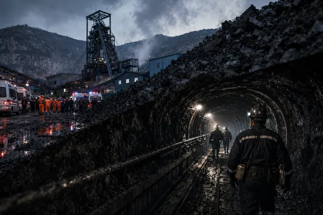 Illustration of a coal mine rescue scene after a carbon monoxide incident in Shanxi, China