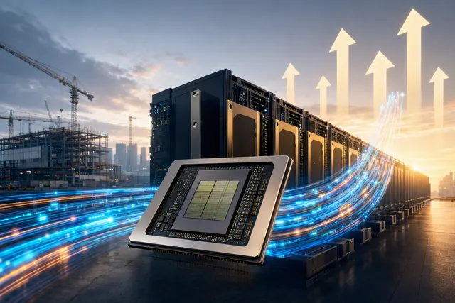 AI-generated illustration of Nvidia-style processors and data-center infrastructure