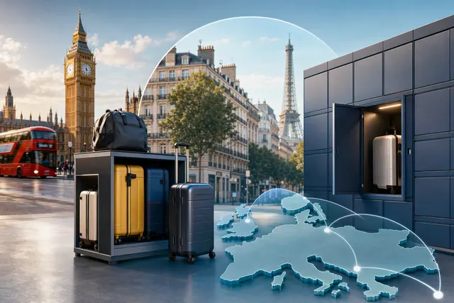 Illustration accompanying an article about Stasher’s luggage-storage and smart-locker expansion