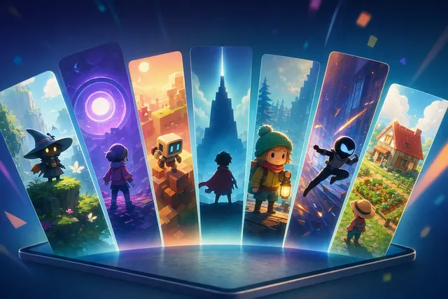 Illustrative artwork for Apple App Store Indie Games Week, featuring independent games for iPhone and iPad