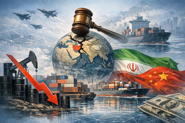 Editorial illustration about U.S. economic sanctions on Iran and their effect on oil and financial markets