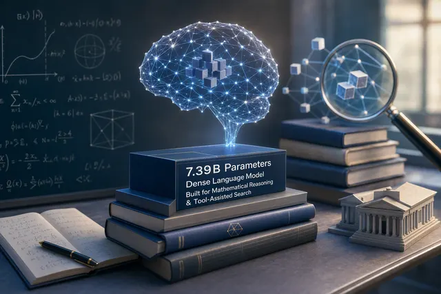 AI-generated editorial illustration accompanying an article about ZGCM-1-7B