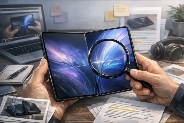 Samsung Galaxy Z Fold 8 Ultra near-invisible screen crease from leaked hands-on video footage