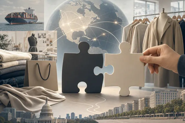 Editorial illustration representing Shein’s acquisition of Everlane and a multi-brand fashion platform strategy