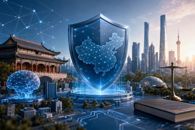 Editorial illustration representing China’s AI Safety Governance Framework 3.0 and controls for autonomous AI agents