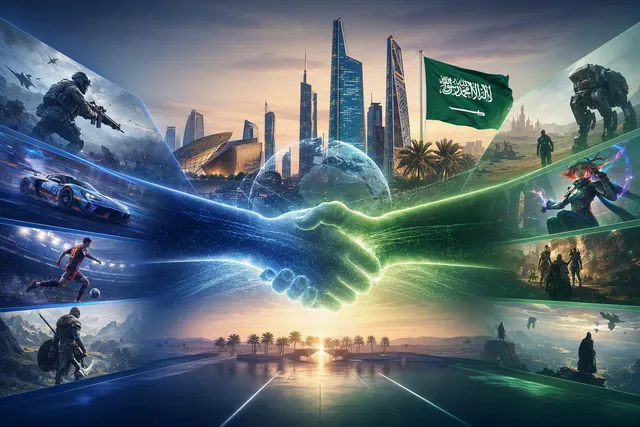 Editorial illustration representing a potential merger between Electronic Arts and Savvy Games Group