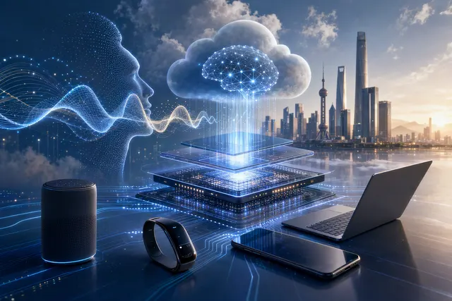 AI-generated illustration representing a device-cloud AI model