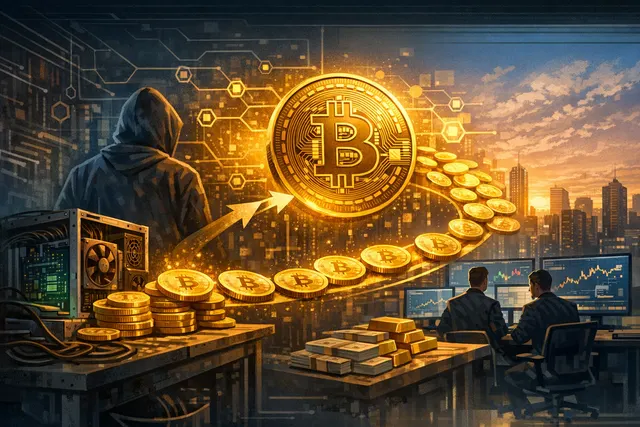 Abstract visualization of a dormant Bitcoin wallet reactivating and sending funds to institutional OTC trading desks