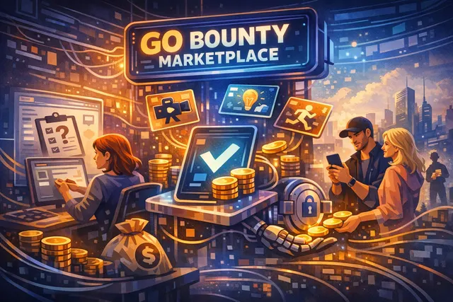 Abstract digital illustration representing the chaotic launch and moderation controversy of the Pump.fun GO crypto bounty marketplace