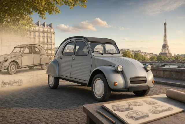Concept illustration representing the planned electric revival of the Citroën 2CV