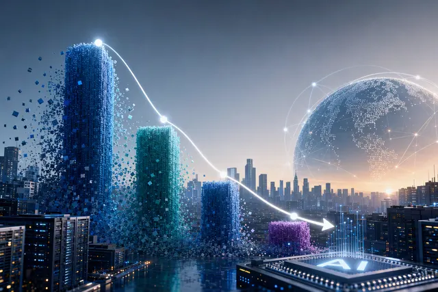 Editorial illustration representing AI infrastructure financing and corporate debt markets