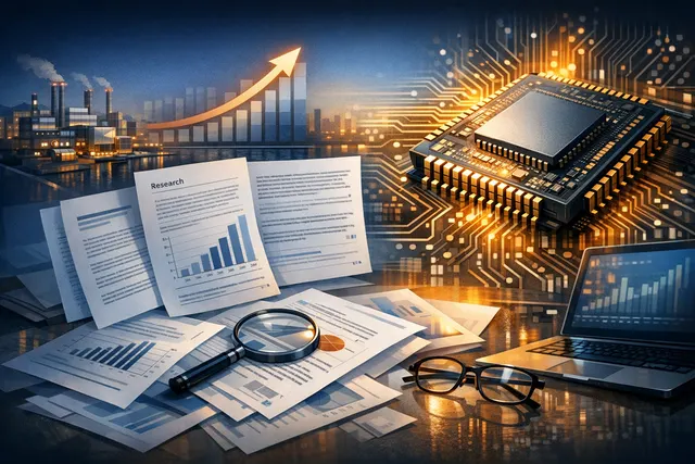 Abstract visualization of memory chips and semiconductor wafers, representing the AI-driven memory supercycle and record industry profits in 2026.