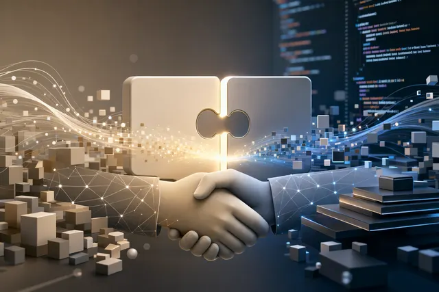 Illustration of AI infrastructure layers connecting APIs, SDKs, and AI agents across platforms