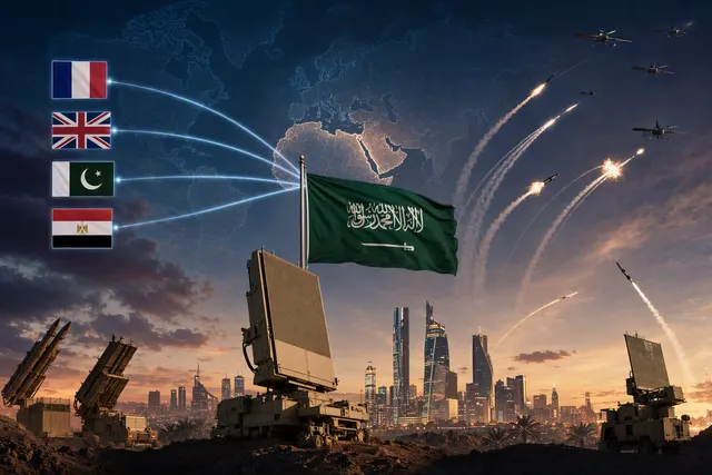 What prompted Saudi Arabia to seek air defense assistance from France, Britain, Pakistan, and Egypt as its missile interceptors ran low duri