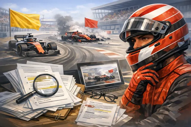 Formula 1 car driving on track with yellow flags waving in the background during qualifying session