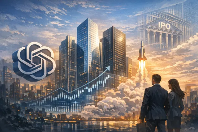 Conceptual illustration of OpenAI's IPO plans and banking syndicate discussions
