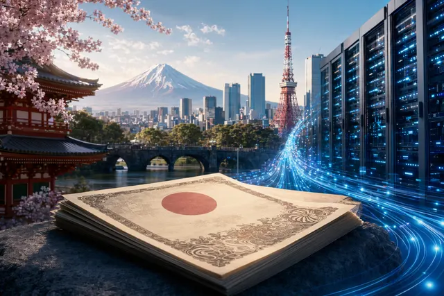 Illustration representing Alphabet’s record yen bond issuance used to finance AI infrastructure