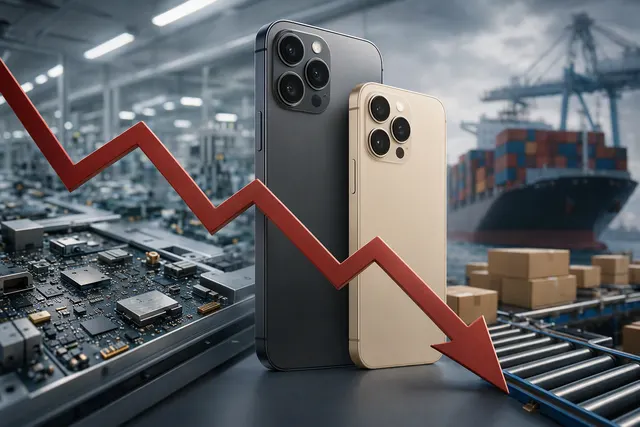 AI-generated editorial illustration accompanying coverage of reported iPhone 18 Pro component-order cuts.