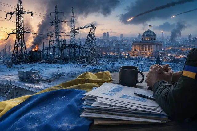 Illustration representing Ukraine’s wartime fiscal pressure and winter infrastructure risk