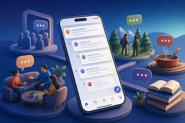 Concept illustration of Meta’s Forum app transforming Facebook Groups into a Reddit‑style discussion platform
