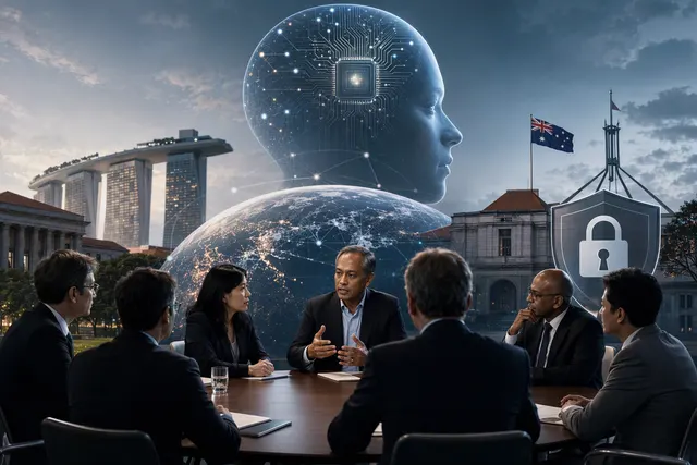 Conceptual illustration of an AI system and cybersecurity threats
