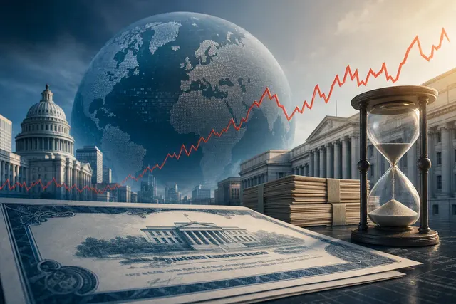 Editorial illustration of the global government bond sell-off and rising long-term yields