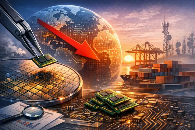 Conceptual illustration of memory chips and semiconductor wafers representing the global memory chip shortage driven by AI demand.