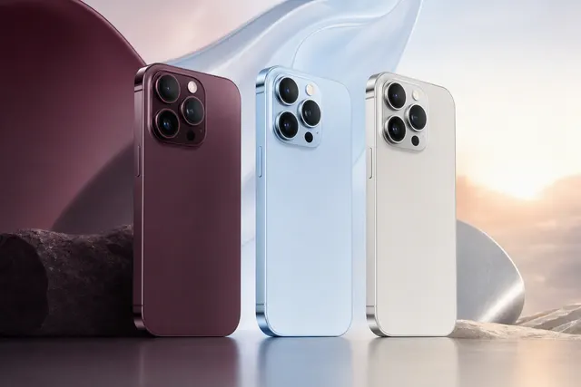 Editorial illustration of rumored iPhone 18 Pro color finishes