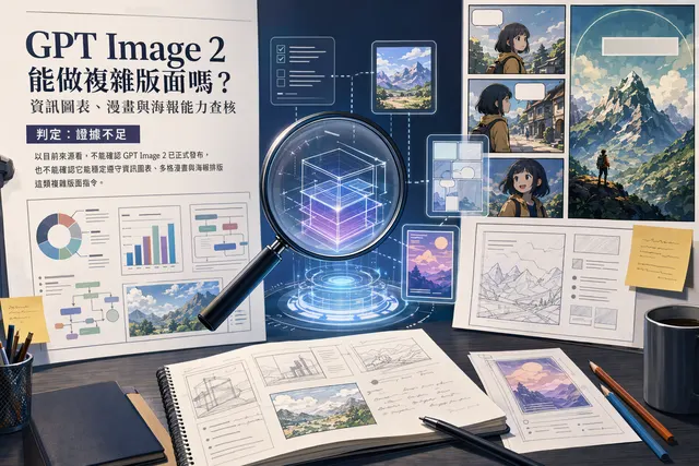 AI 圖像生成模型面對資訊圖表、漫畫分鏡與海報排版指令的能力查核示意圖