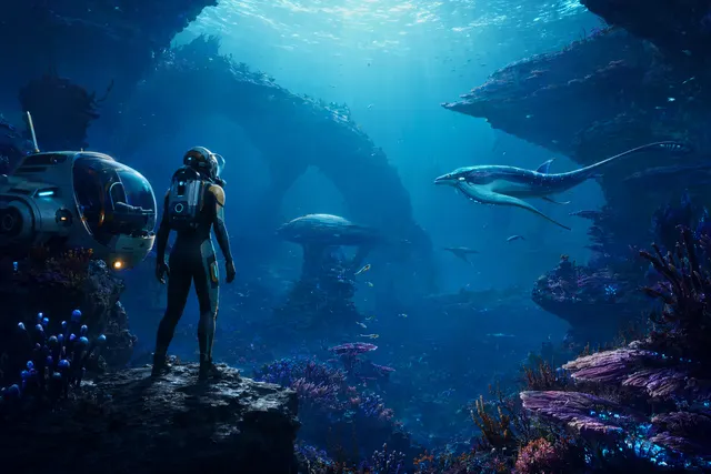 Explorer submersible approaching an alien ocean environment, illustrating Subnautica 2 Early Access.