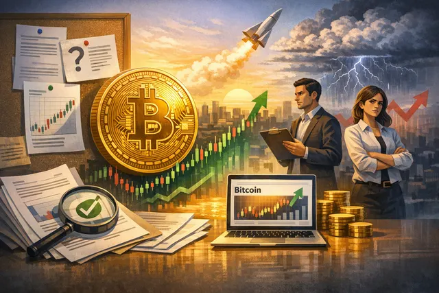 Bitcoin price chart showing recovery above $64,000 with technical indicators including the 200-week moving average