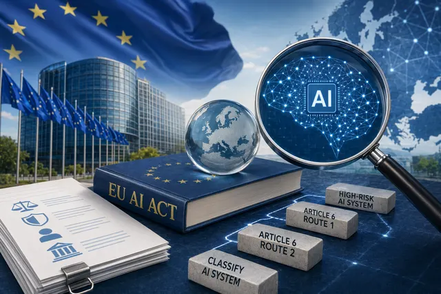 Conceptual illustration of regulatory classification of high‑risk AI systems under the EU AI Act