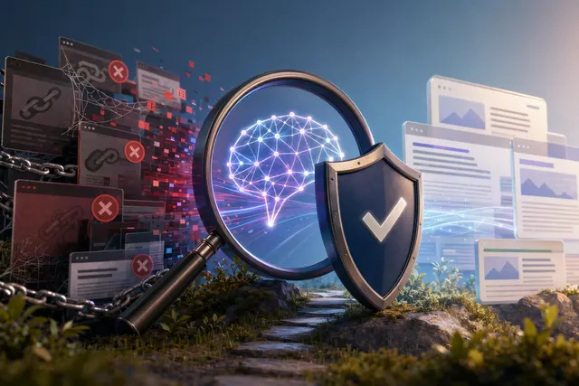 Illustration representing Google AI search results and spam policy enforcement around AI Overviews