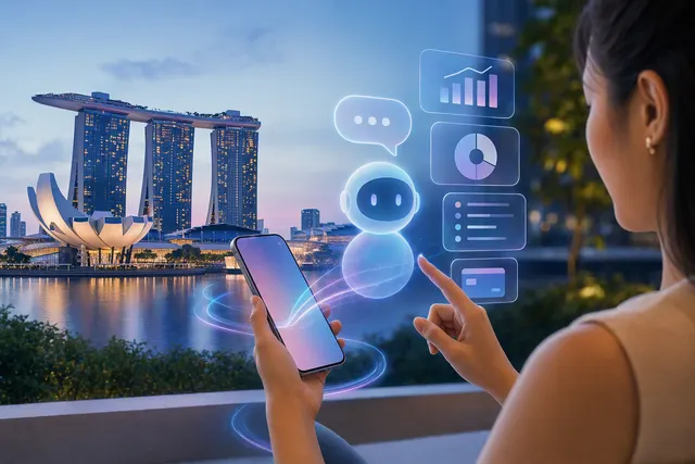 Illustration of conversational AI in Singapore mobile banking