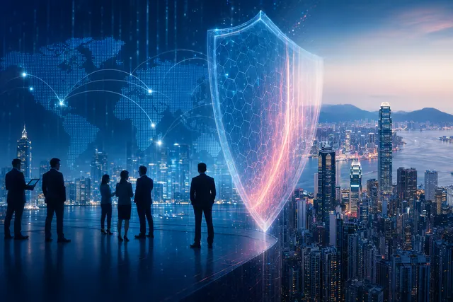 Illustration representing cyber attacks and AI risk affecting businesses