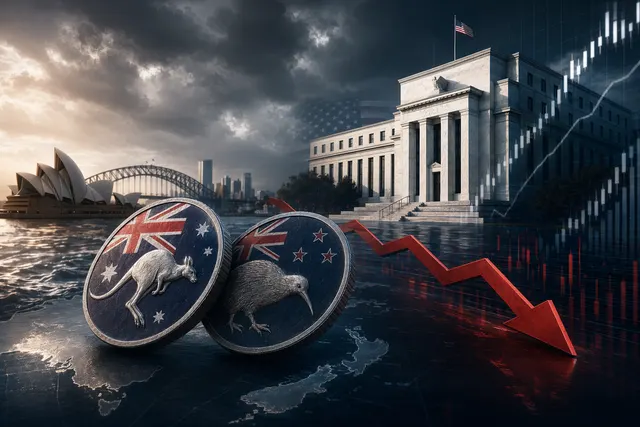 Australian dollar and New Zealand dollar weakening against the U.S. dollar amid rising Treasury yields and global risk