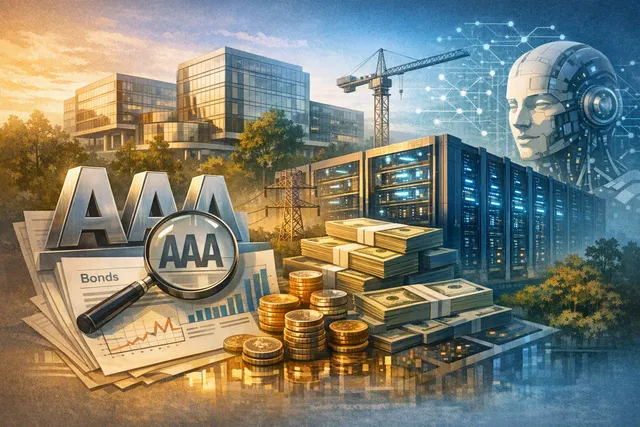 AI-generated illustration representing Microsoft’s credit strength amid its large AI infrastructure investment