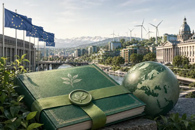 Illustration representing European green bond financing and sustainable investment markets