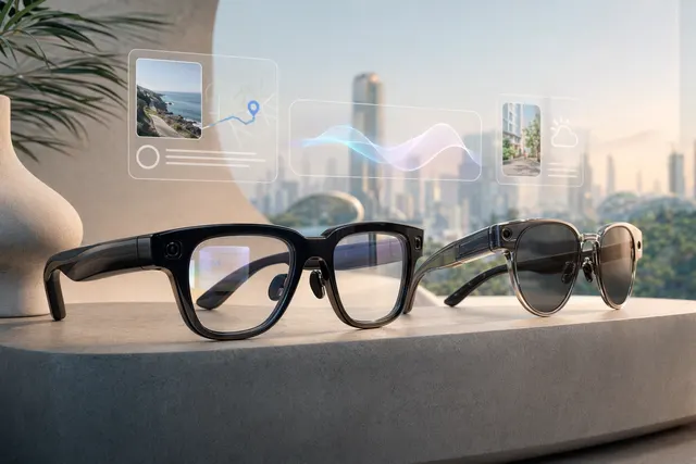 Concept illustration of Gemini‑powered Android XR smart glasses announced by Google and Samsung
