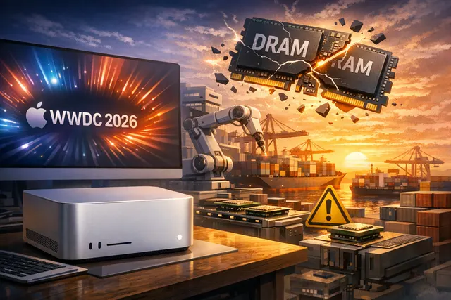 What were the key announcements and delays from WWDC 2026, including the reasons for the Mac Studio's delay to October, the impact of the DR