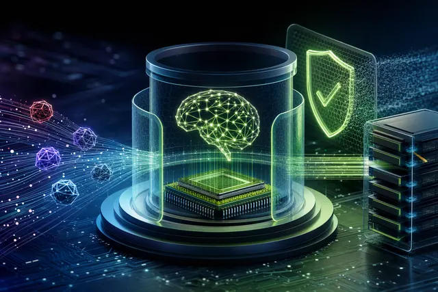 Illustration of an AI agent operating inside a boundary monitored by a separate hardware security layer