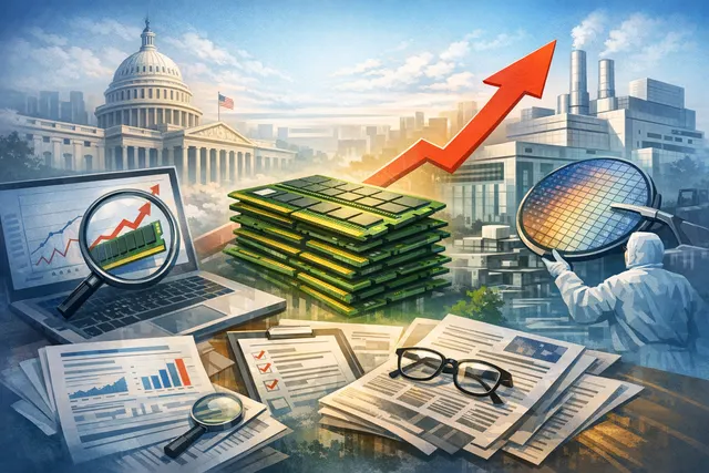 DDR2 and DDR3 memory modules alongside AI chip and HBM illustration, representing the 2026 DRAM crisis and price surge driven by AI demand