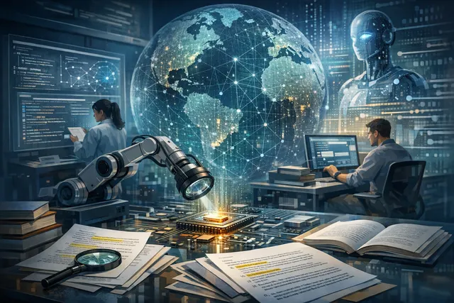 Conceptual illustration of multi-agent AI security system analyzing code for vulnerabilities