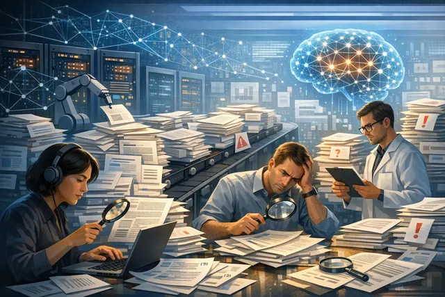 AI-generated illustration representing the gap between AI hypothesis generation and real-world laboratory validation