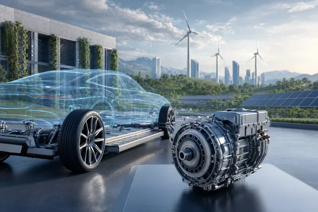 Electric vehicle drivetrain concept representing Bosch supplying electric motors for Mercedes-Benz EV platforms
